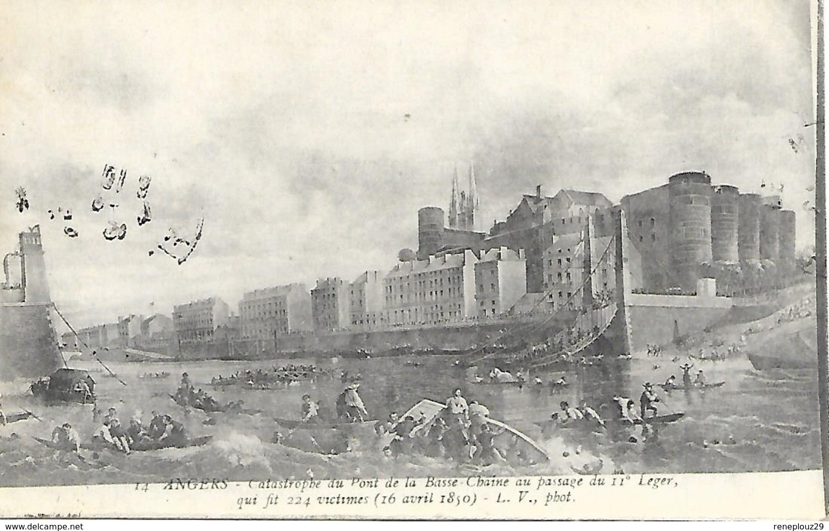 49-cachet Infirmerie De Gare -Angers  Sur CP En 1915 - Guerre De 1914-18