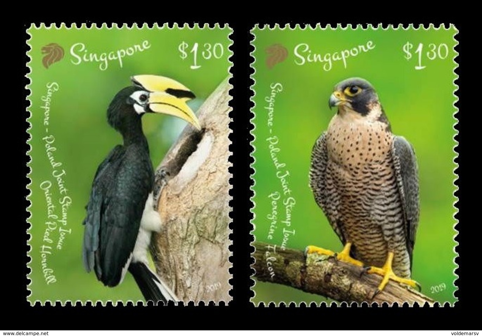 Singapore 2019 Mih. 2635/36 Fauna. Birds. Hornbill And Falcon (joint Issue Singapore-Poland) MNH ** - Singapore (1959-...)