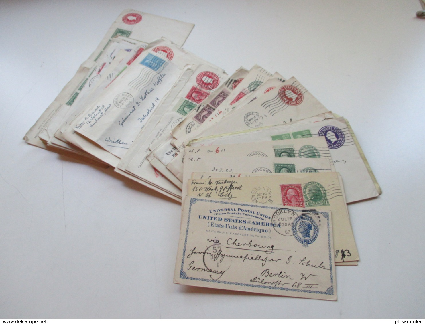 USA Belegeposten Mit 59 Stk. 1887 -1939 Social Philately Dr. Oskar Bolza Mathematiker Korrespondenz GA Mit Zusatzfrankat - Collections (sans Albums)