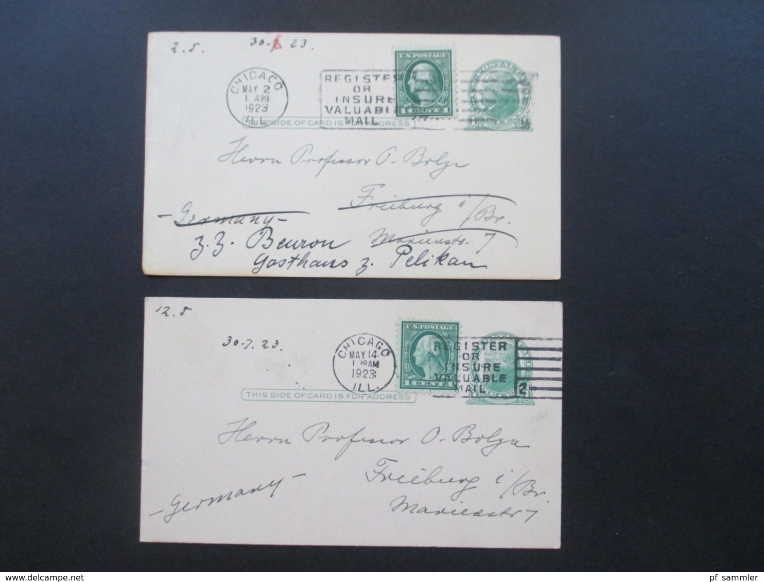 USA Belegeposten Mit 59 Stk. 1887 -1939 Social Philately Dr. Oskar Bolza Mathematiker Korrespondenz GA Mit Zusatzfrankat - Collections (without Album)