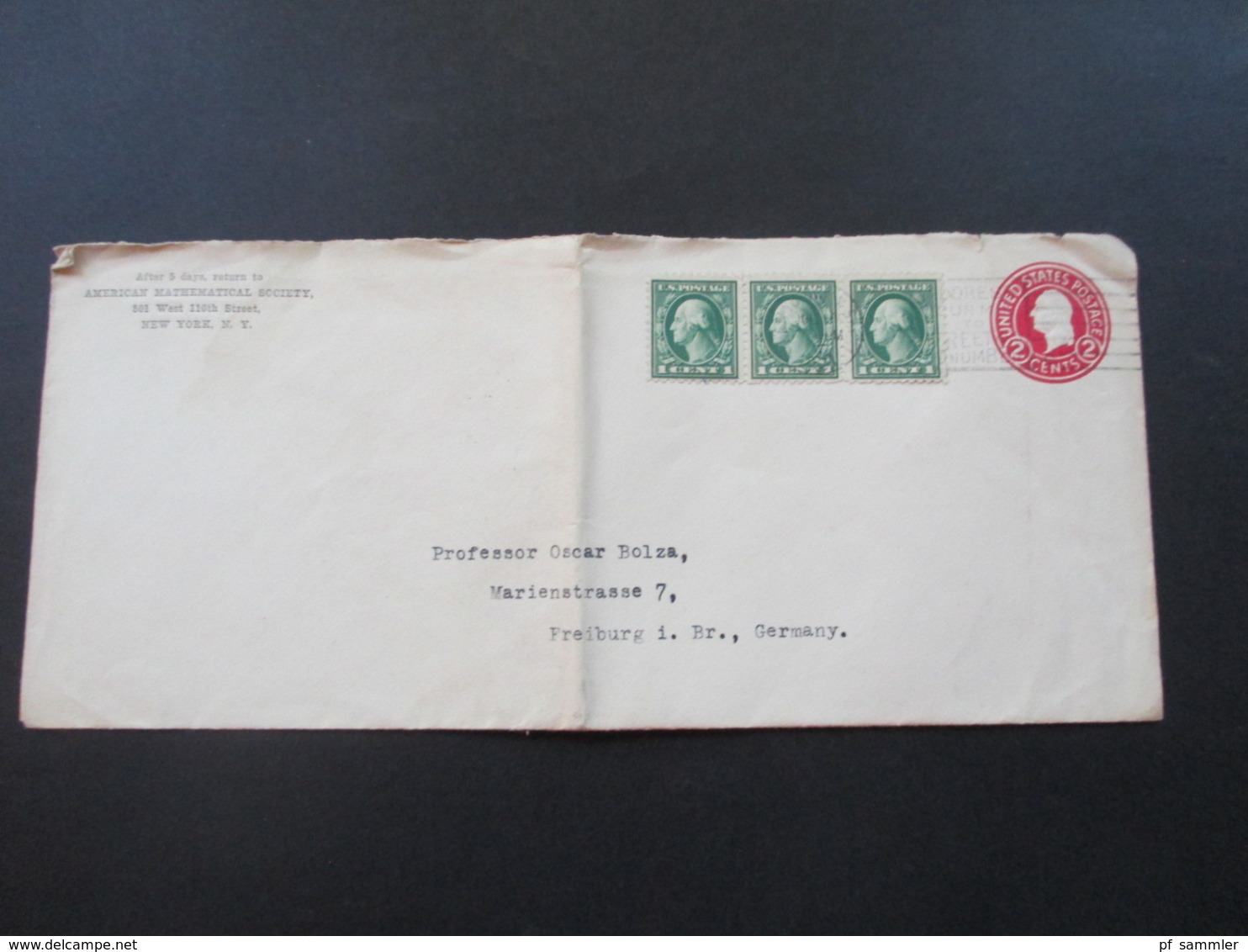 USA Belegeposten mit 59 Stk. 1887 -1939 Social Philately Dr. Oskar Bolza Mathematiker Korrespondenz GA mit Zusatzfrankat