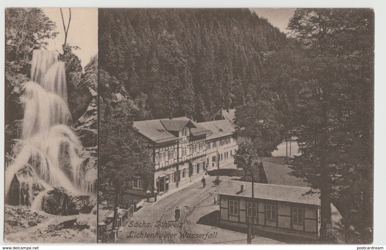 Sächsische Schweiz Switzerland Saxony Vintage Postcard C1907 LICHTENHAINER WASSERFALL - Saxon