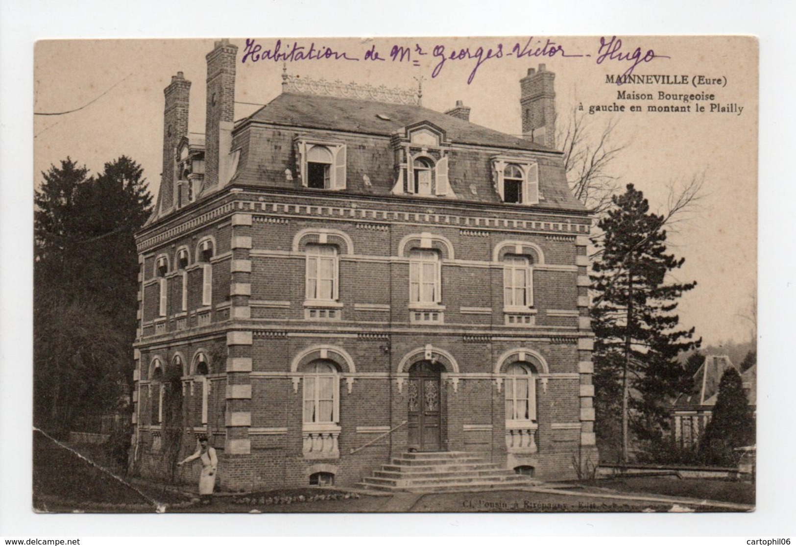 - CPA MAINNEVILLE (27) - Maison Bourgeoise à Gauche En Montant Le Plailly 1916 - Edition Cl. Ponsin - - Autres & Non Classés