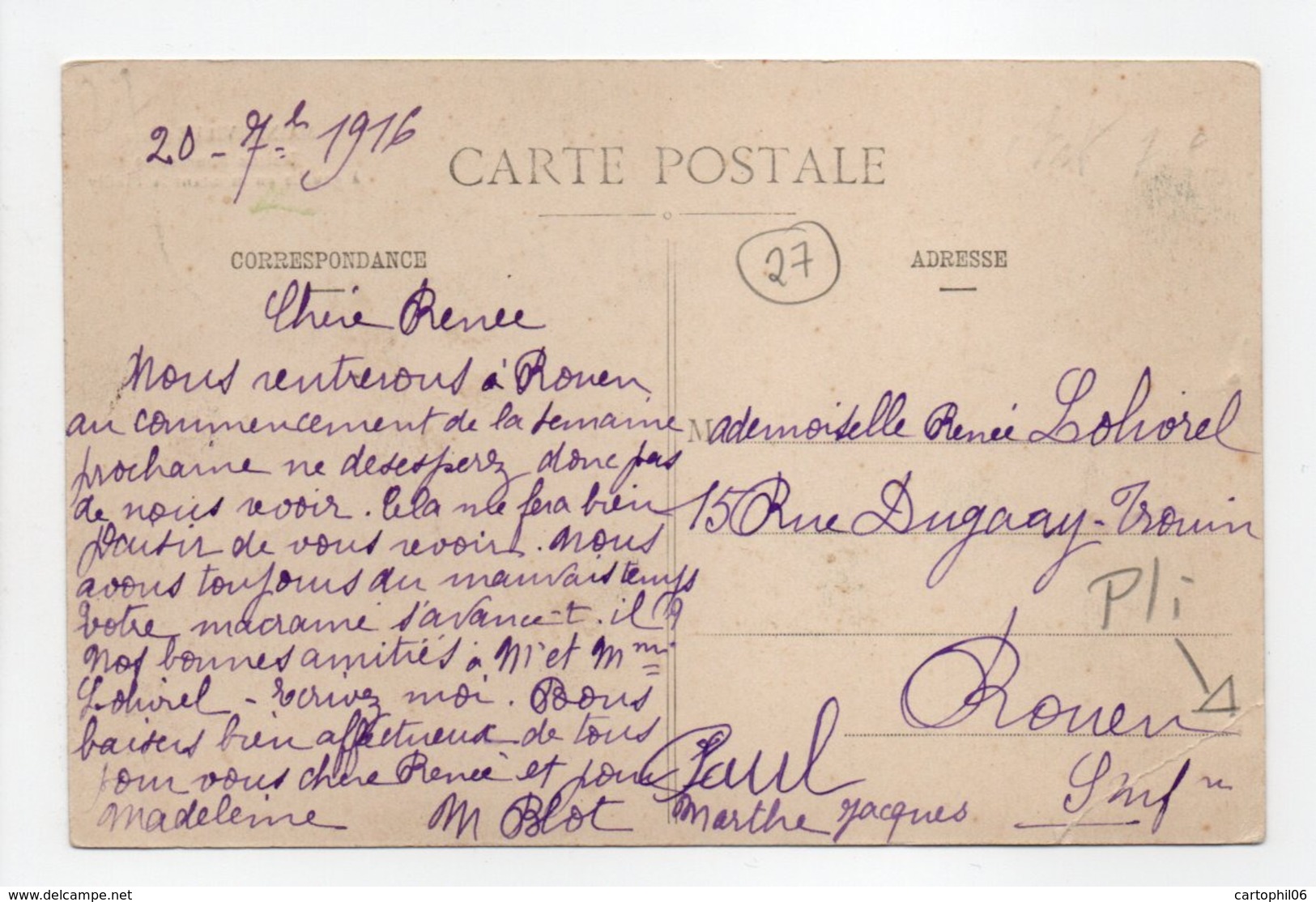 - CPA MAINNEVILLE (27) - Maison Bourgeoise à Gauche En Montant Le Plailly 1916 - Edition Cl. Ponsin - - Autres & Non Classés