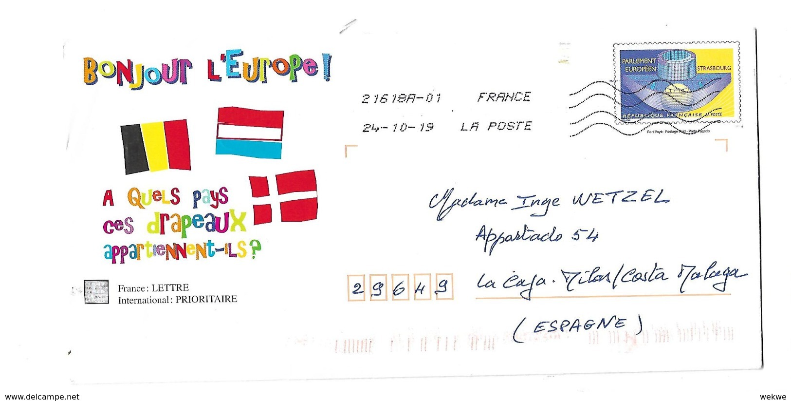 FRANKREICH XXL443 / Ganzsache Europa Parlament Strassburg 2019 - Private Stationery