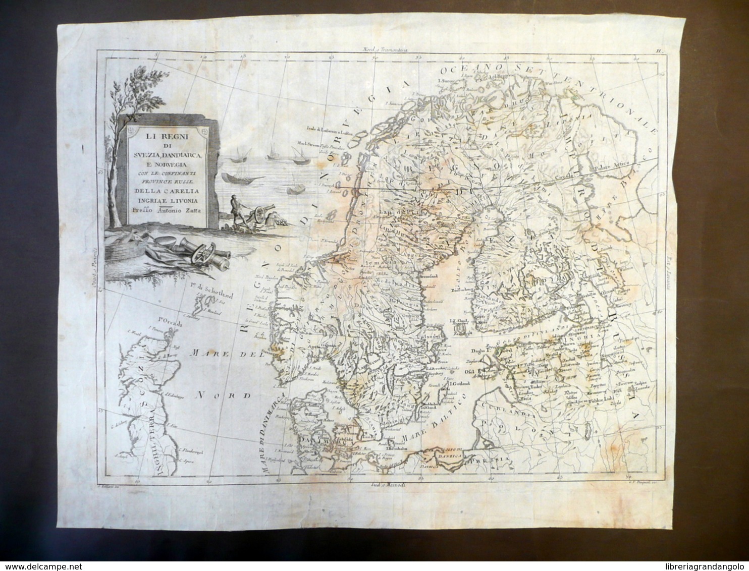 Carta Geografica Regni Di Svezia Danimarca Norvegia Livonia Carelia Zatta 1783 - Altri & Non Classificati