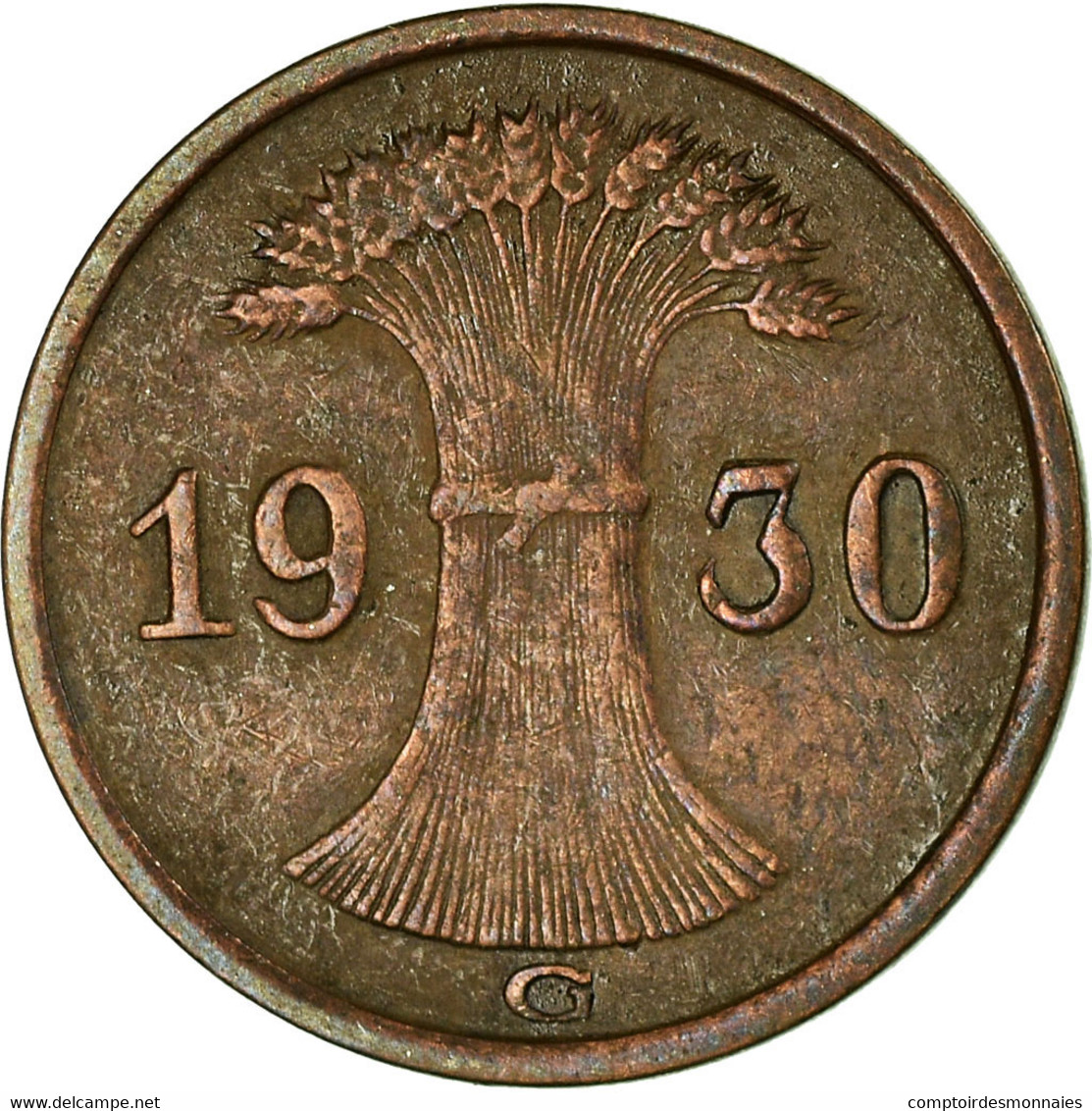 Monnaie, Allemagne, République De Weimar, Reichspfennig, 1930, Karlsruhe, TTB - 1 Rentenpfennig & 1 Reichspfennig