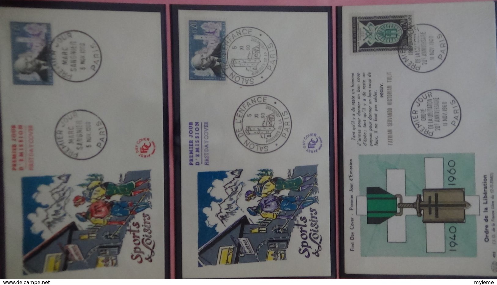 64 enveloppes 1er jour de France 1960 PORT OFFERT (lettre verte)  si ce lot dépasse les 10 euros soit 15cts/pièce