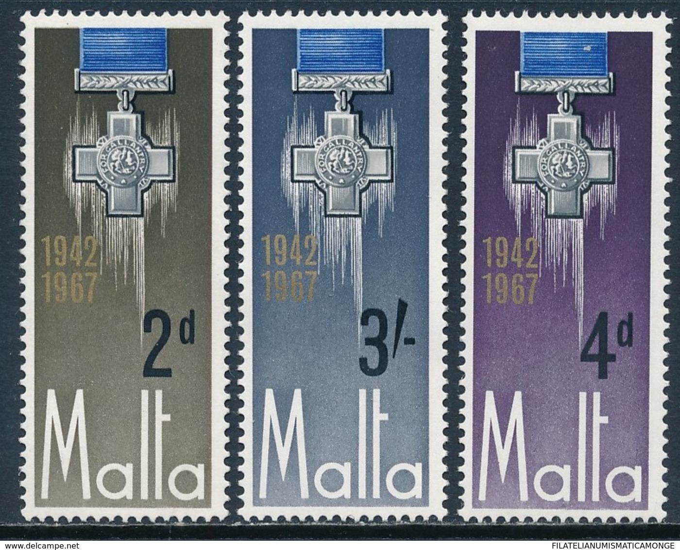 Malta 1967 ** 25 Aniversario De La Rendicion De La George Cross (3 Valores) 003 - Malta