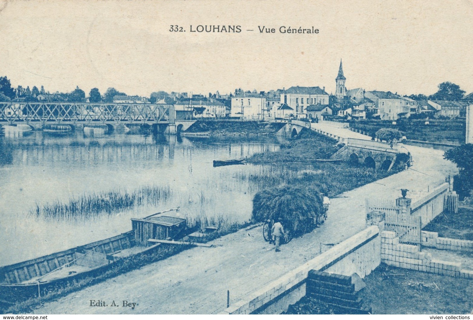 Louhans (71 - Saône Et Loire) Vue Générale - Attelages - édit Bey N° 332 Circulée 1923 - Louhans