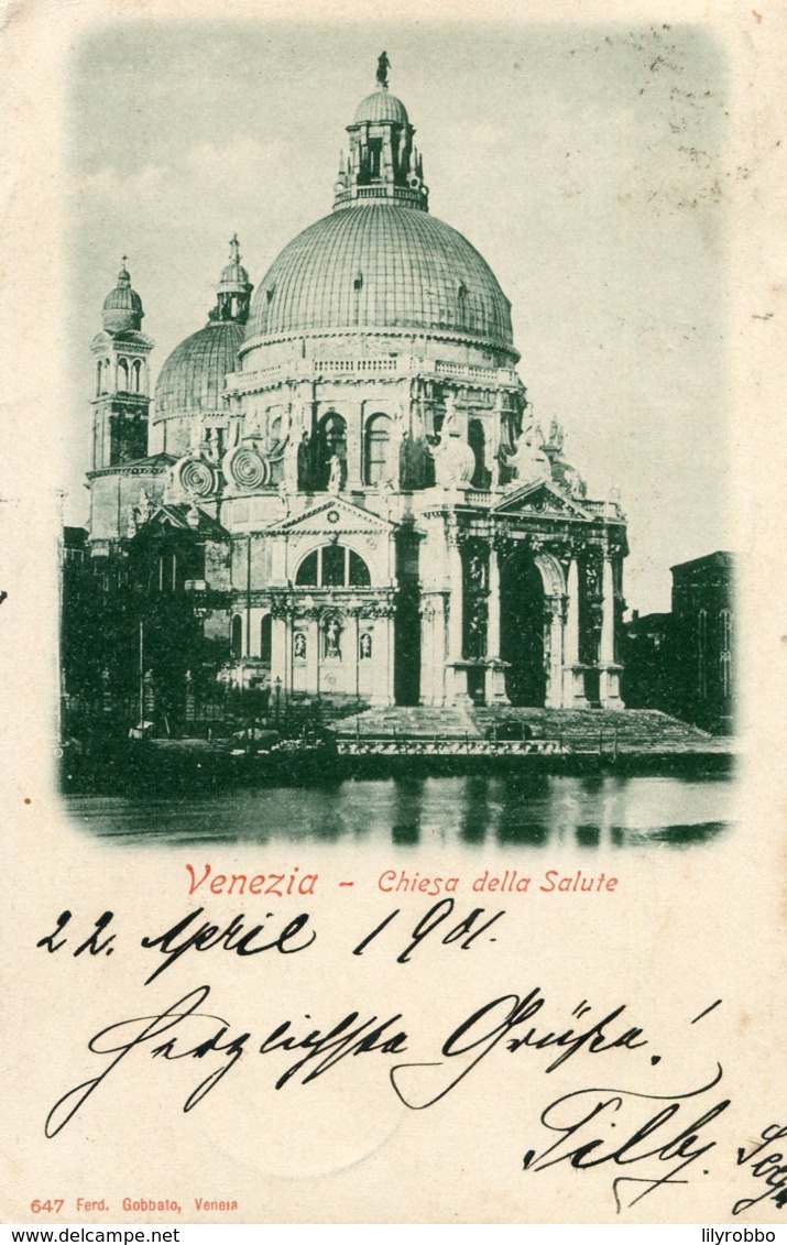 ITALY - Venezia Chiesa Della Salute - Vignette 1901 - Undivided Rear VG Postmarks Etc - Venezia (Venice)