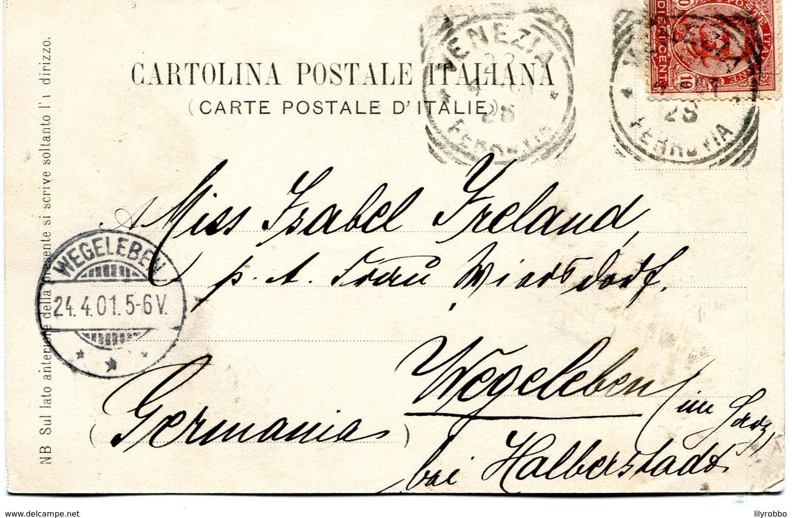 ITALY - Venezia Chiesa Della Salute - Vignette 1901 - Undivided Rear VG Postmarks Etc - Venezia (Venice)