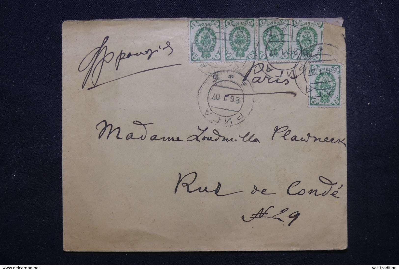 RUSSIE - Enveloppe Pour Paris En 1907, Affranchissement Et Oblitération Plaisants  - L 45805 - Autres & Non Classés