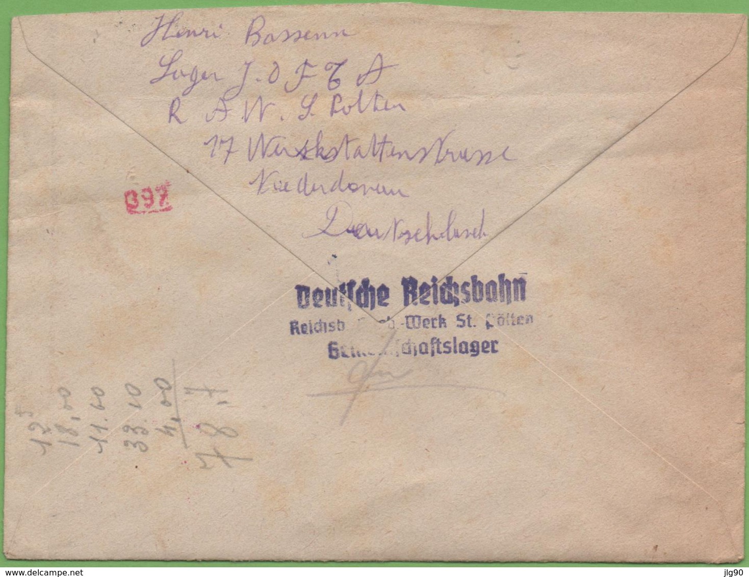 Lettre Avec Marque De Contrôle D'Allemagne Pour Chatenois-les Forges (90) Du 14/07/43 - Briefe U. Dokumente