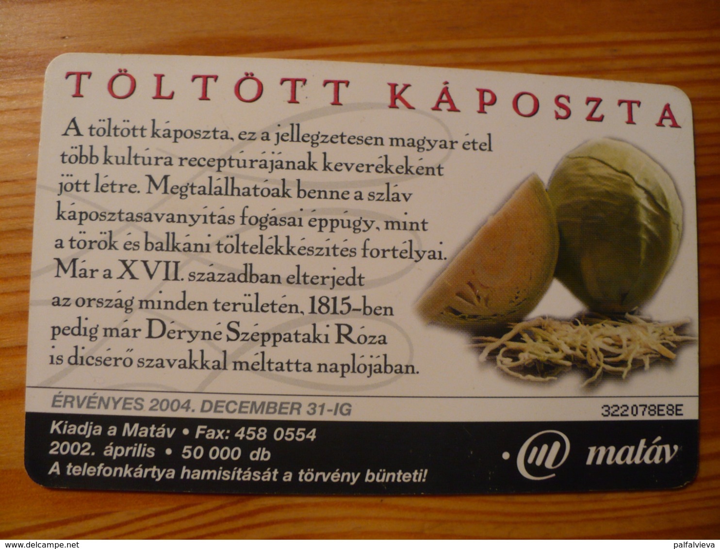 Phonecard Hungary - Food - Hongrie