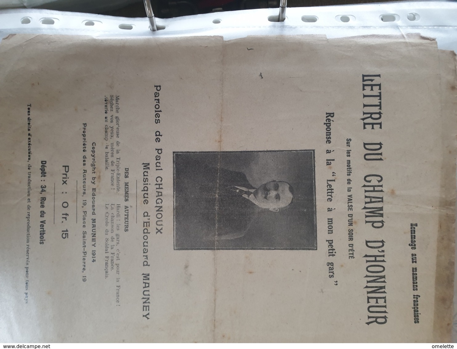PATRIOTIQUE 14 -18 /LETTRE DU CHAMP D HONNEUR - Partitions Musicales Anciennes