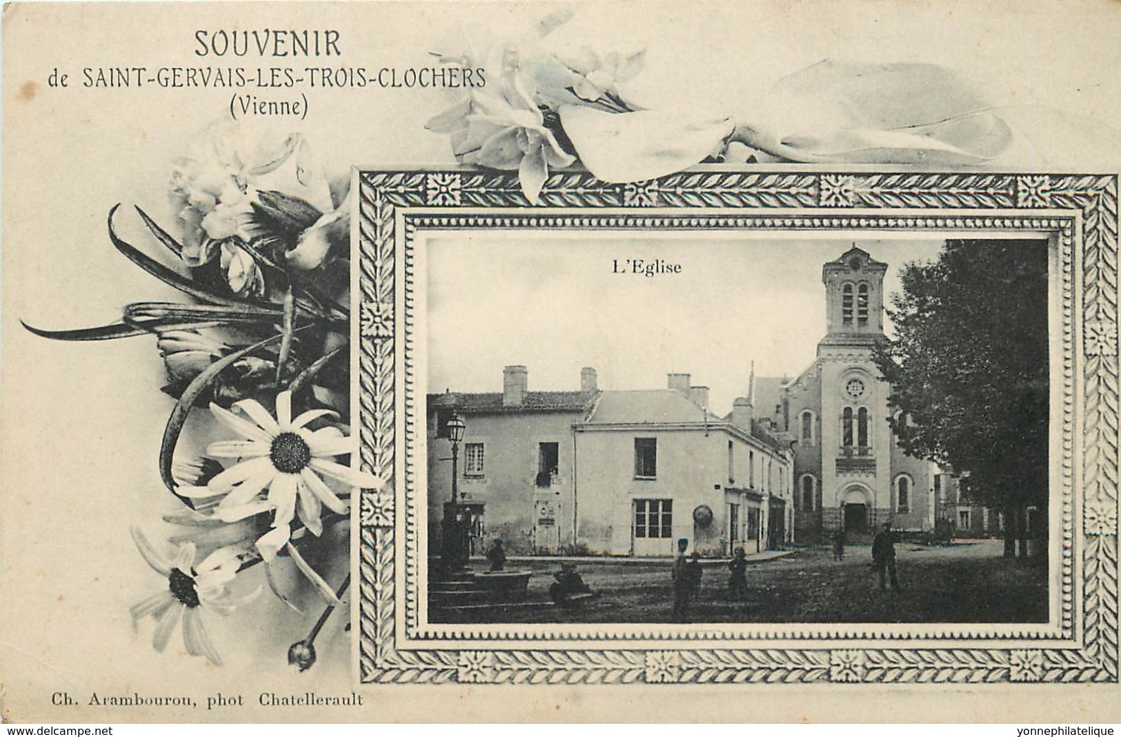 86 - Vienne - SAINT-GERVAIS-LES-TROIS-CLOCHERS - L'église - Carte Souvenir - Saint Gervais Les Trois Clochers