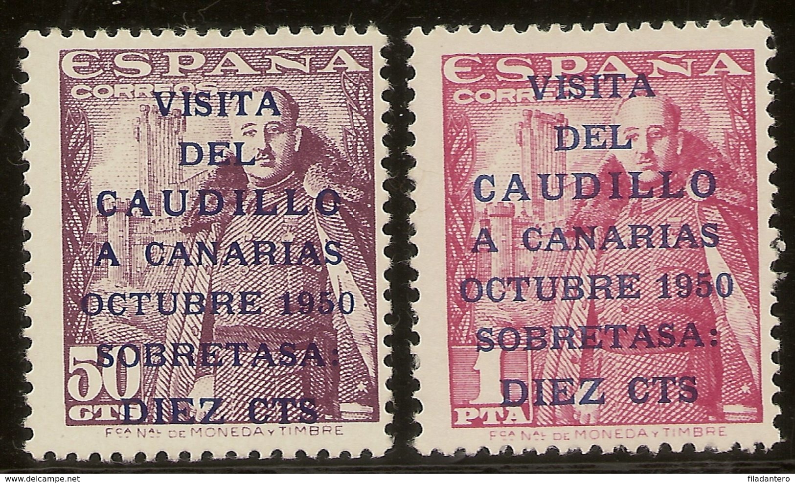 Edifil 1083A/1083B* Mh Visita Caudillo Canarias  Serie Completa  1950   NL1484 - Nuevos