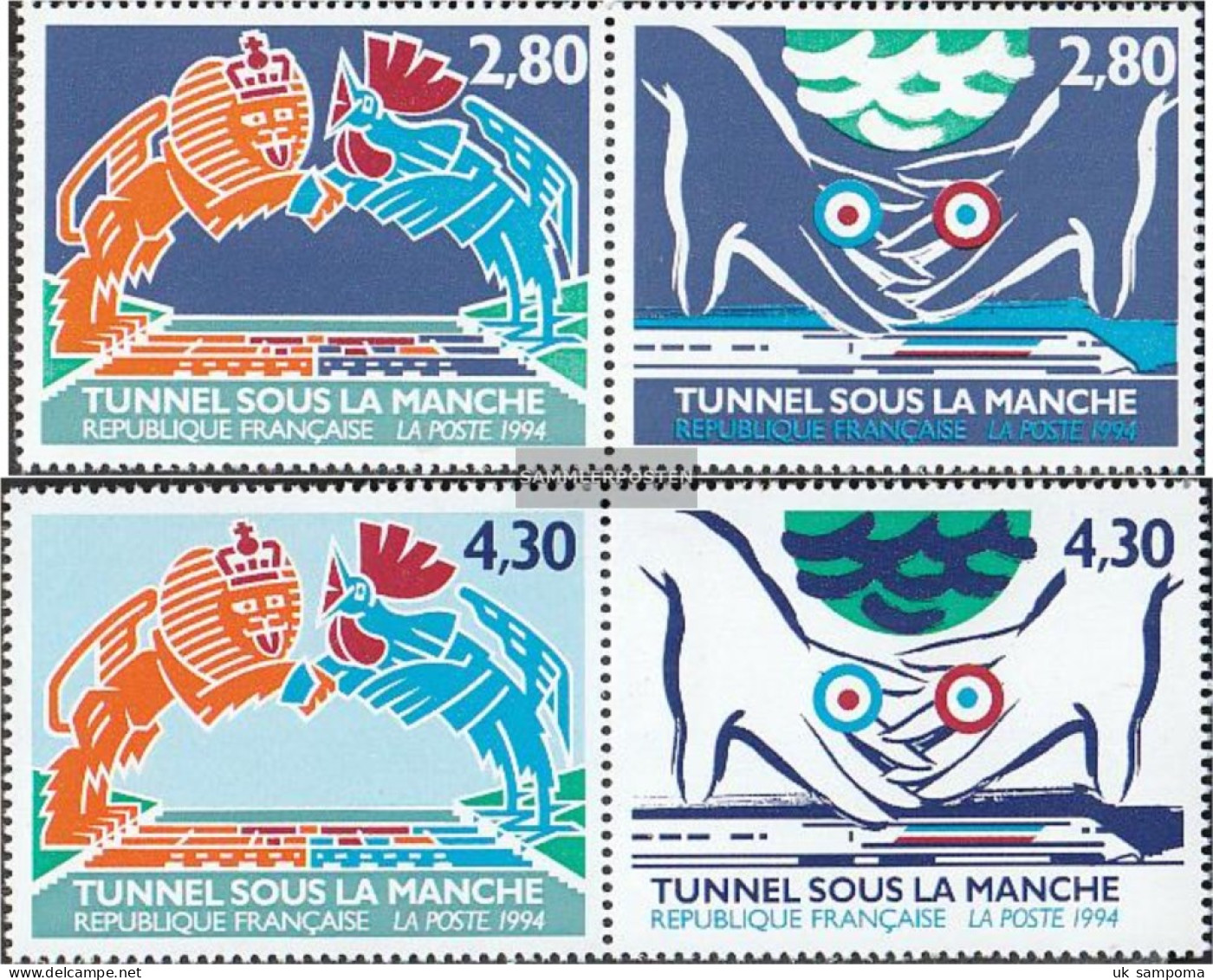 France 3023-3026 Couples (complete Issue) Unmounted Mint / Never Hinged 1994 English Channel Tunnel - Unused Stamps