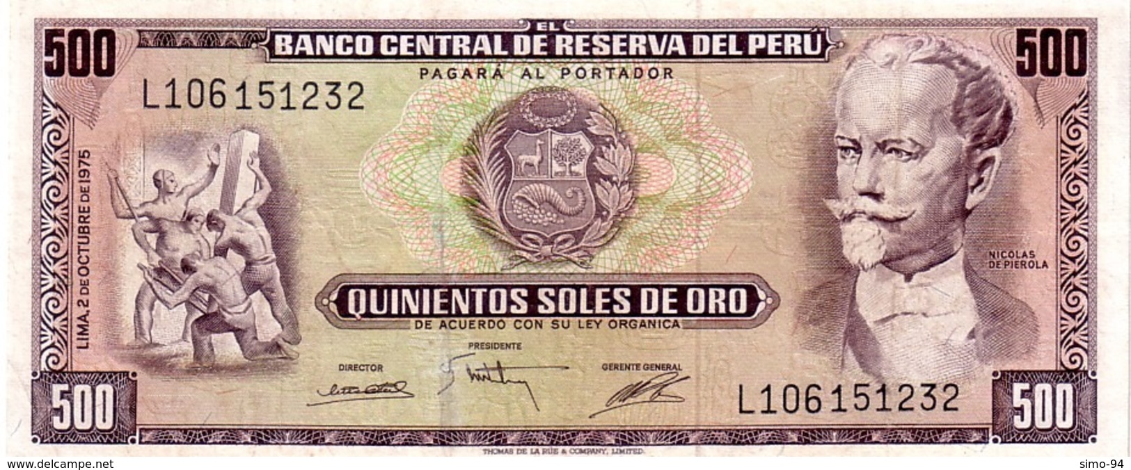 Peru P.110  500 Soles 1975 A-unc - Peru