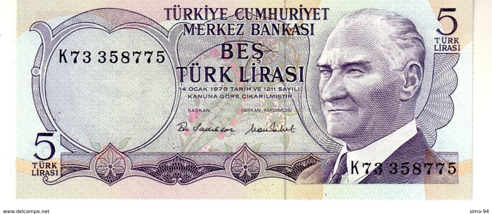 Turkey P.185 5 Lirasi 1976 Unc - Turkey