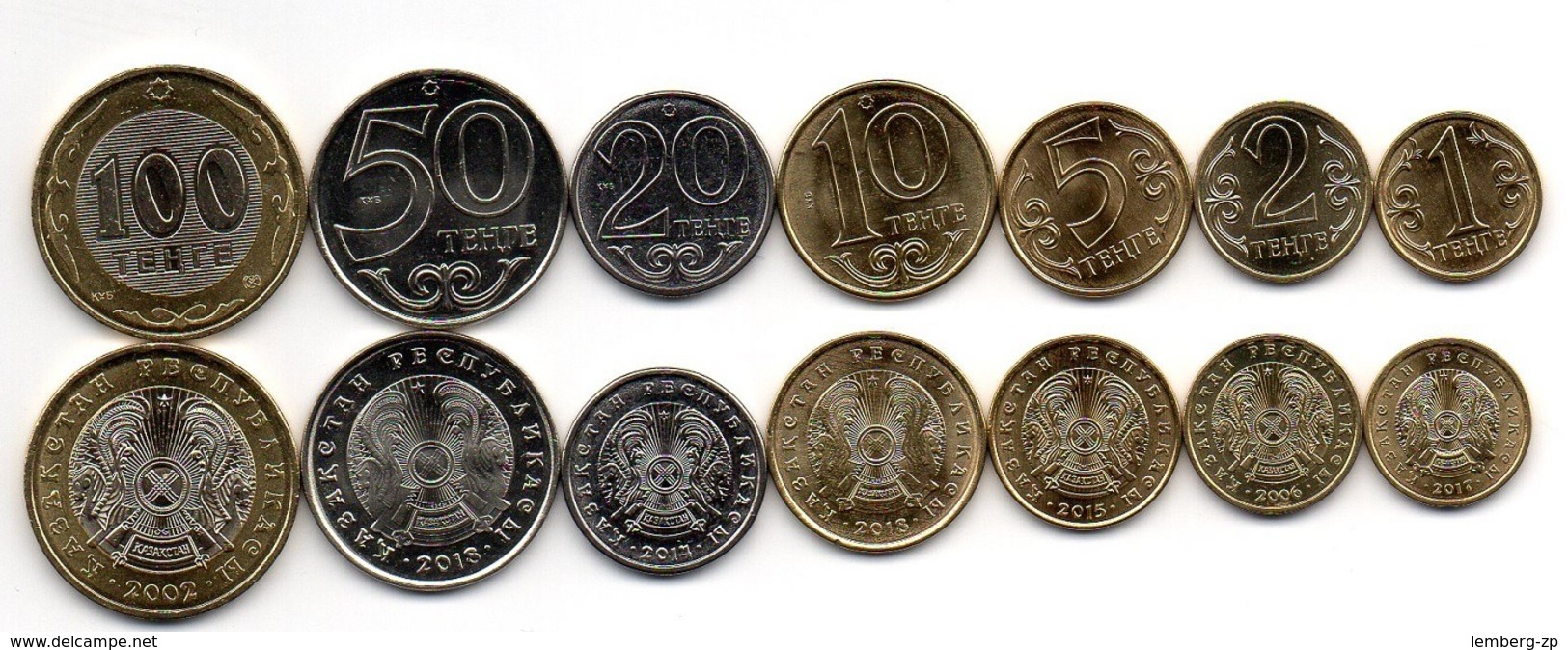 Kazakhstan - Set 7 Coins 1 2 5 10 20 50 100 Tenge 2002 - 2018 Lemberg-Zp - Kazakistan