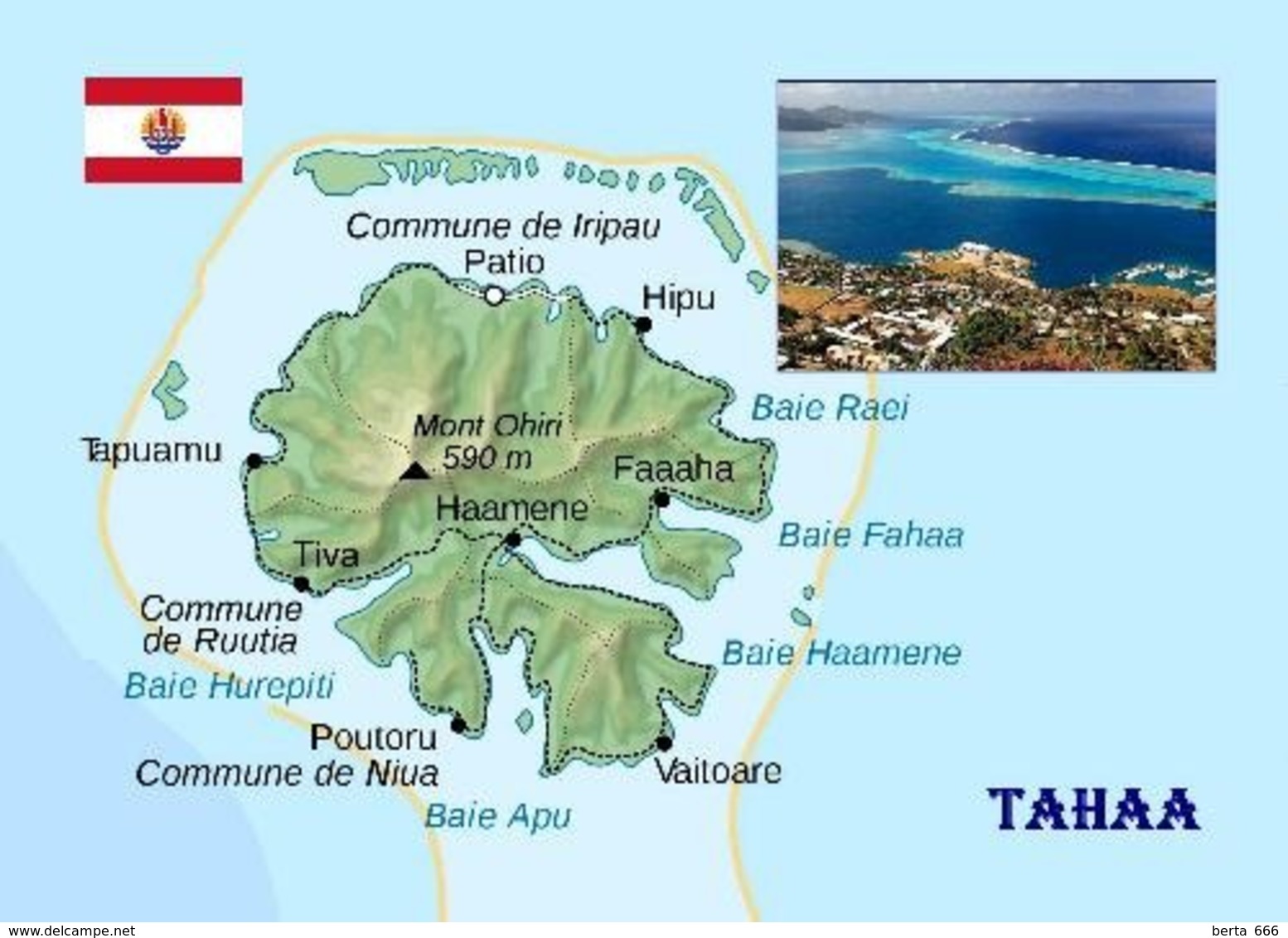 French Polynesia Tahaa Map New Postcard Französisch Polynesien Landkarte AK - Französisch-Polynesien