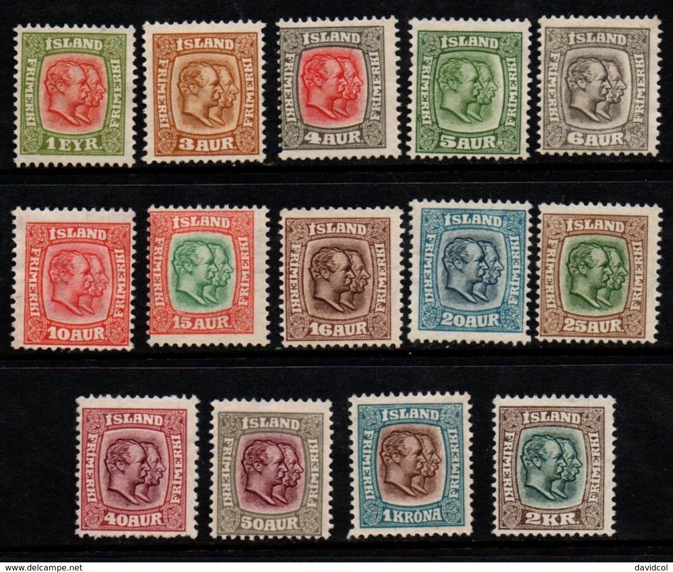 S306.-. ICELAND - 1907-1908 - SC#: 71-84 - MNG - KINGS CHRISTIAN IX AND FREDERIK VIII - SCV: US$ 380.00 - Unused Stamps