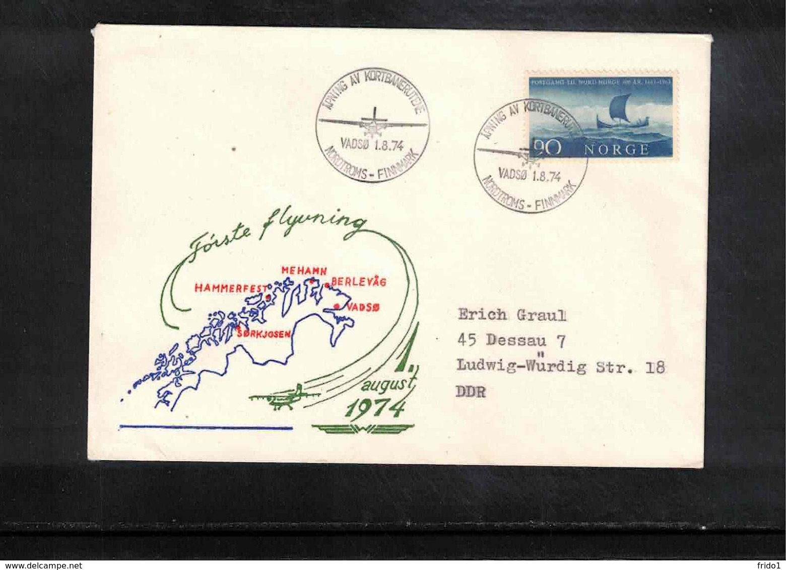 Norway 1974 Interesting First Flight Cover - Briefe U. Dokumente