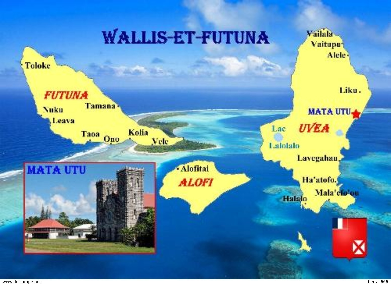 Wallis And Futuna Islands Map New Postcard Inseln Landkarte AK - Wallis Und Futuna