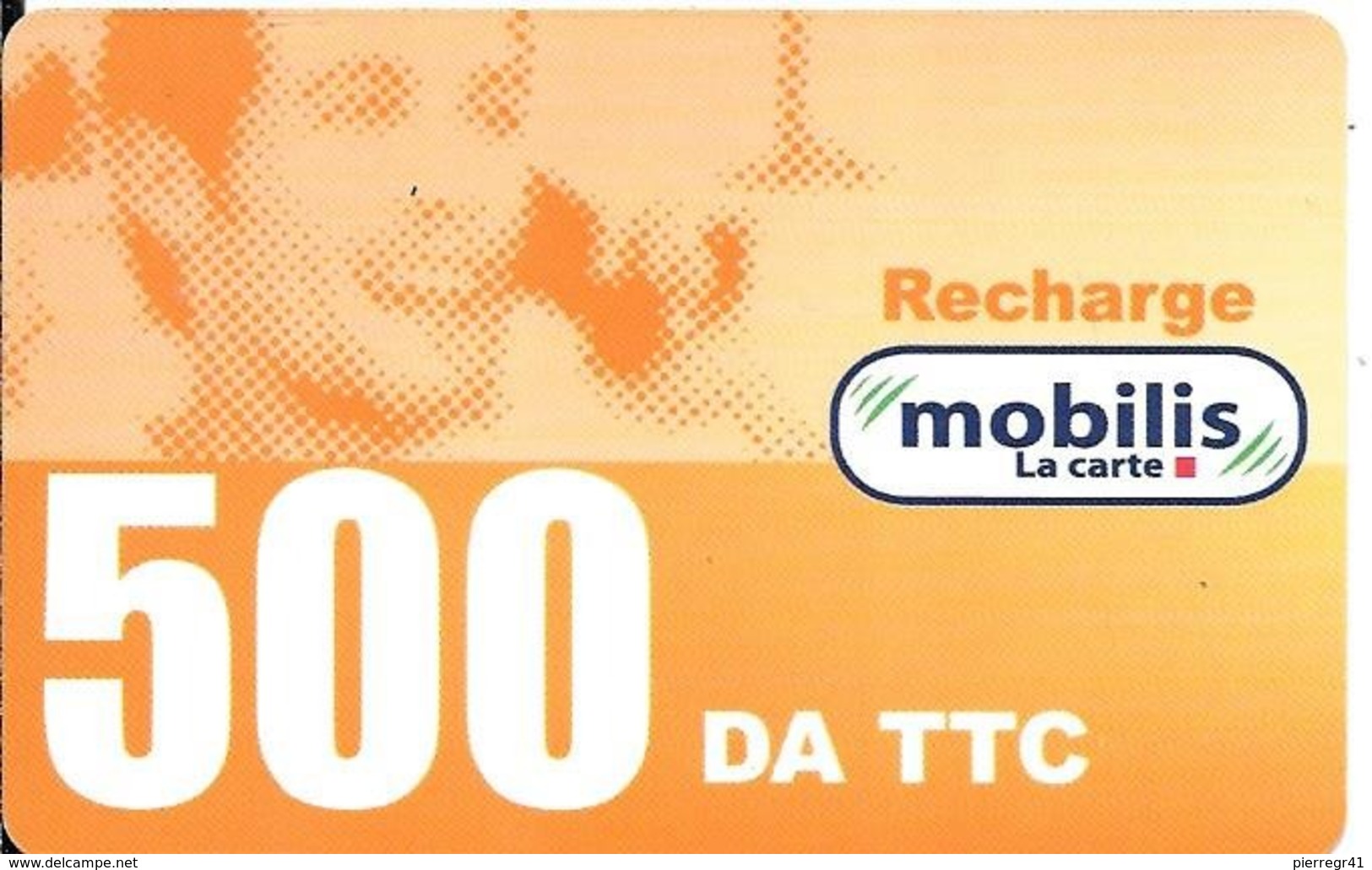 CARTE-PREPAYEE-ALGERIE-RECHARGE MOBILIS -500DA TTC-Validité 31/12/06-BE-RARE - Algeria