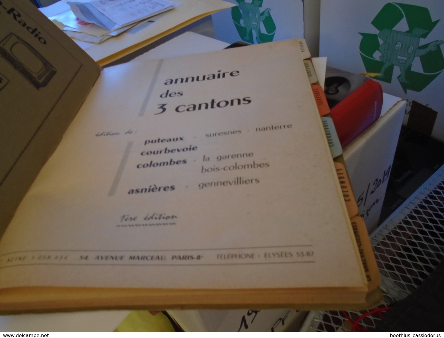 ANNUAIRE DES 3 CANTONS PUTEAUX - SURESNES - NANTERRE COURBEVOIE COLOMBES - LA GARENNE - BOIS-COLOMBES ASNIERES... 1958 - Ile-de-France