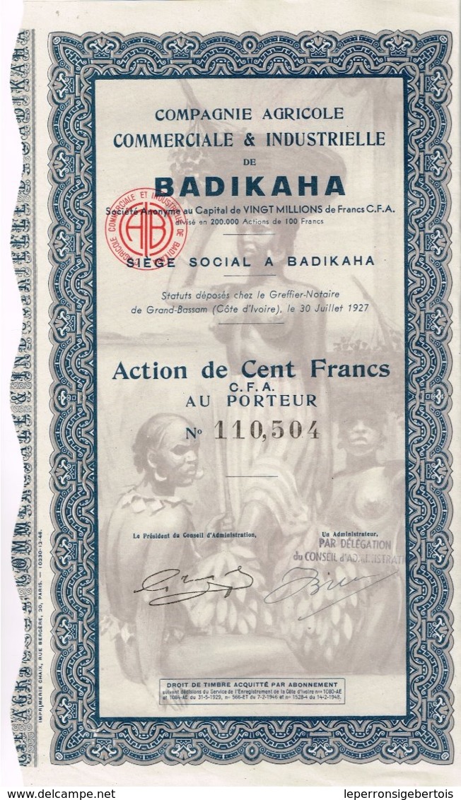 Titre Ancien - Compagnie Agricole Commerciale & Industrielle De Badikaha - Déco - Afrika