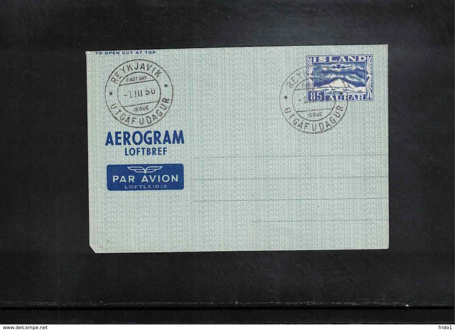 Iceland 85 Aurar Aerogramme FDC - Lettres & Documents