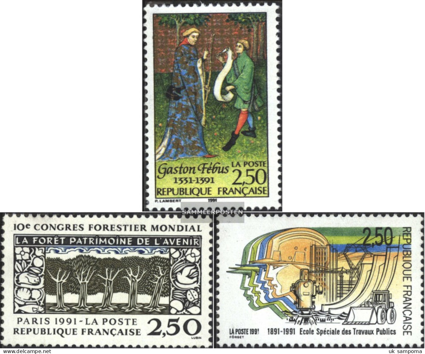 France 2845,2857,2861 (complete Issue) Unmounted Mint / Never Hinged 1991 Gaston, Forestry, College - Unused Stamps