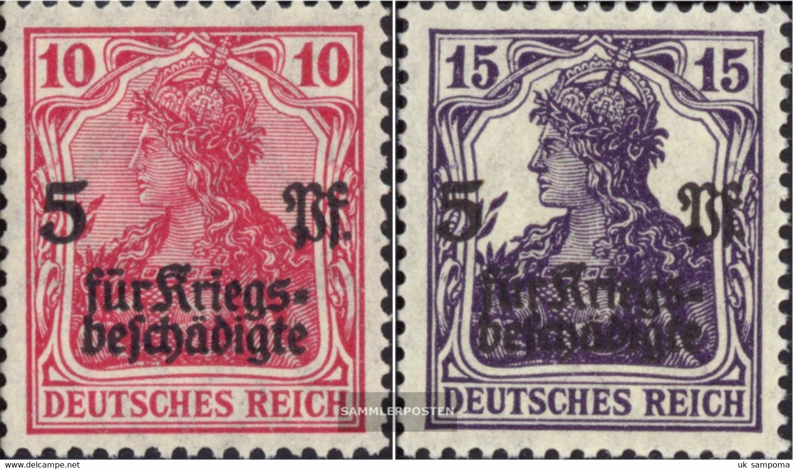 German Empire 105-106 (complete Issue) Unmounted Mint / Never Hinged 1919 Damaged War - Unused Stamps