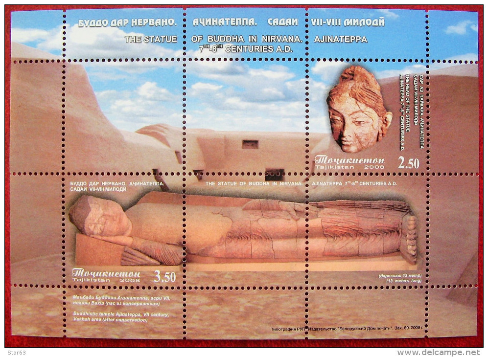 Tajikistan  2008  Sleeping  Budda   S/S  MNH - Buddhismus