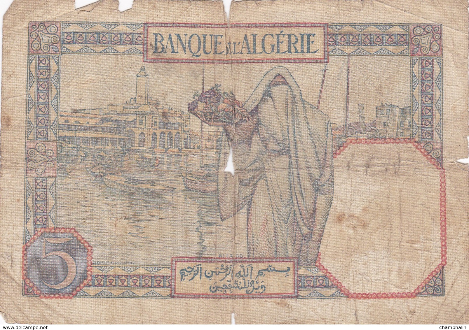 Algérie - Billet De 5 Francs - 20 Mars 1941 - P77 - Voir état - Argelia