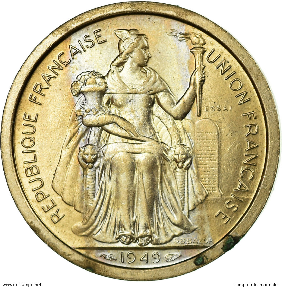 Monnaie, Nouvelle-Calédonie, 2 Francs, 1949, Paris, ESSAI, SUP, Nickel-Bronze - New Caledonia