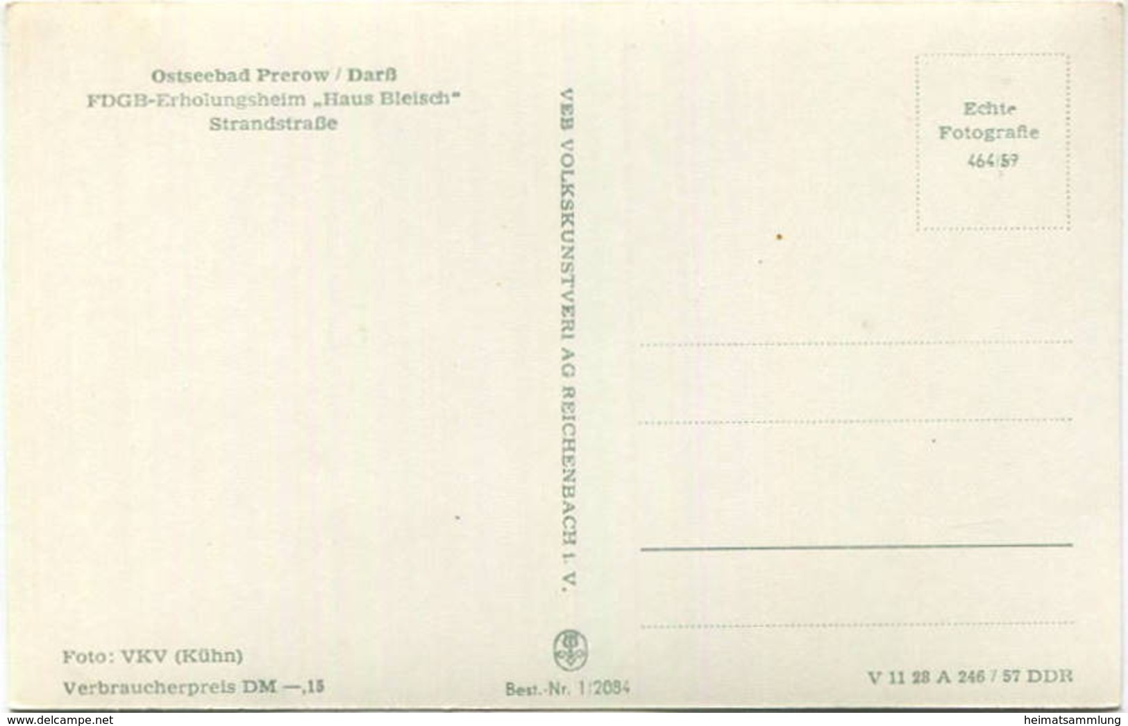 Prerow - Strandstraße FDGB-Erholungsheim "Haus Bleisch" - Foto-AK - VEB Volkskunstverlag Reichenbach - Seebad Prerow