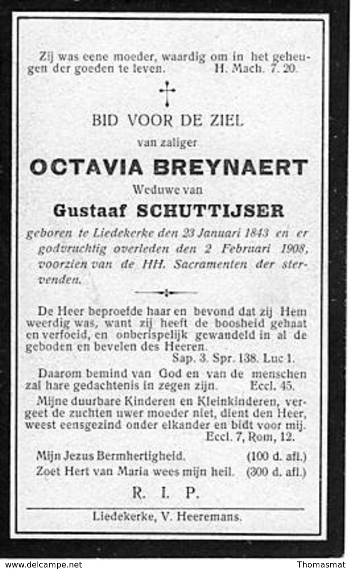 Bidprentje - Octavia Breynaert - Schuttijser - Liedekerke - Décès