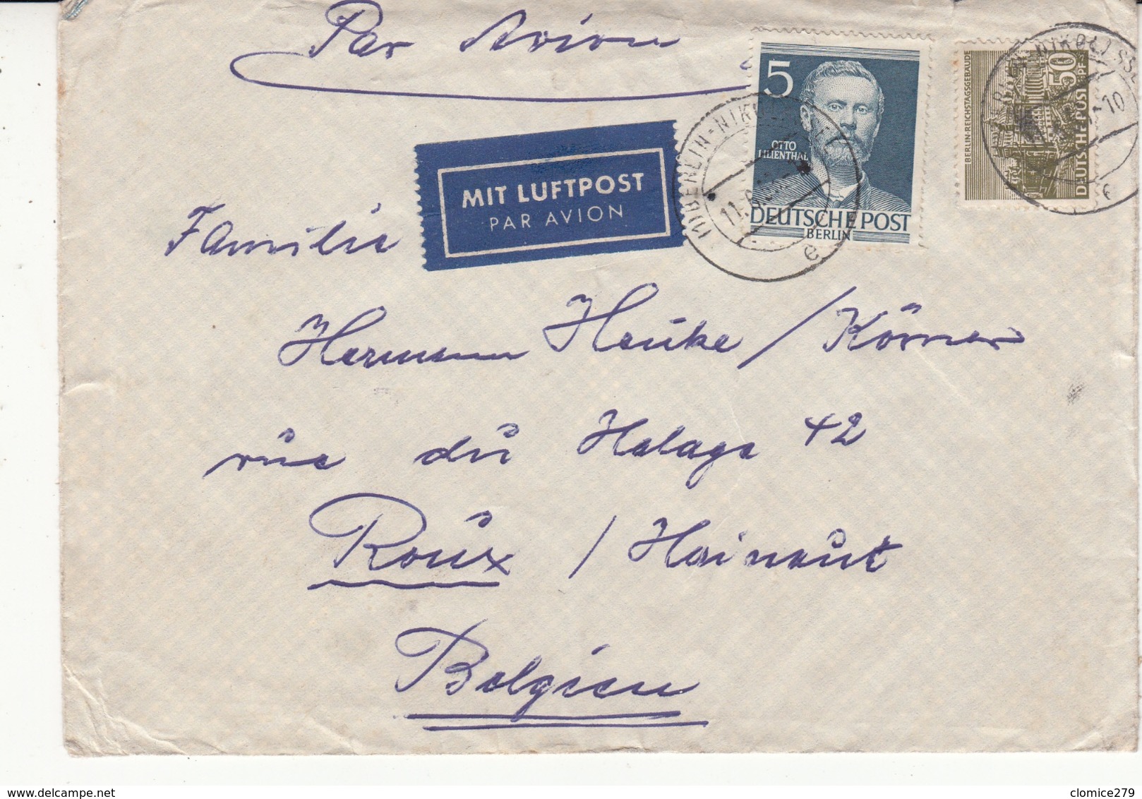 Enveloppe   De 1953 Vers La  Belgique   2 Scan - Briefe U. Dokumente