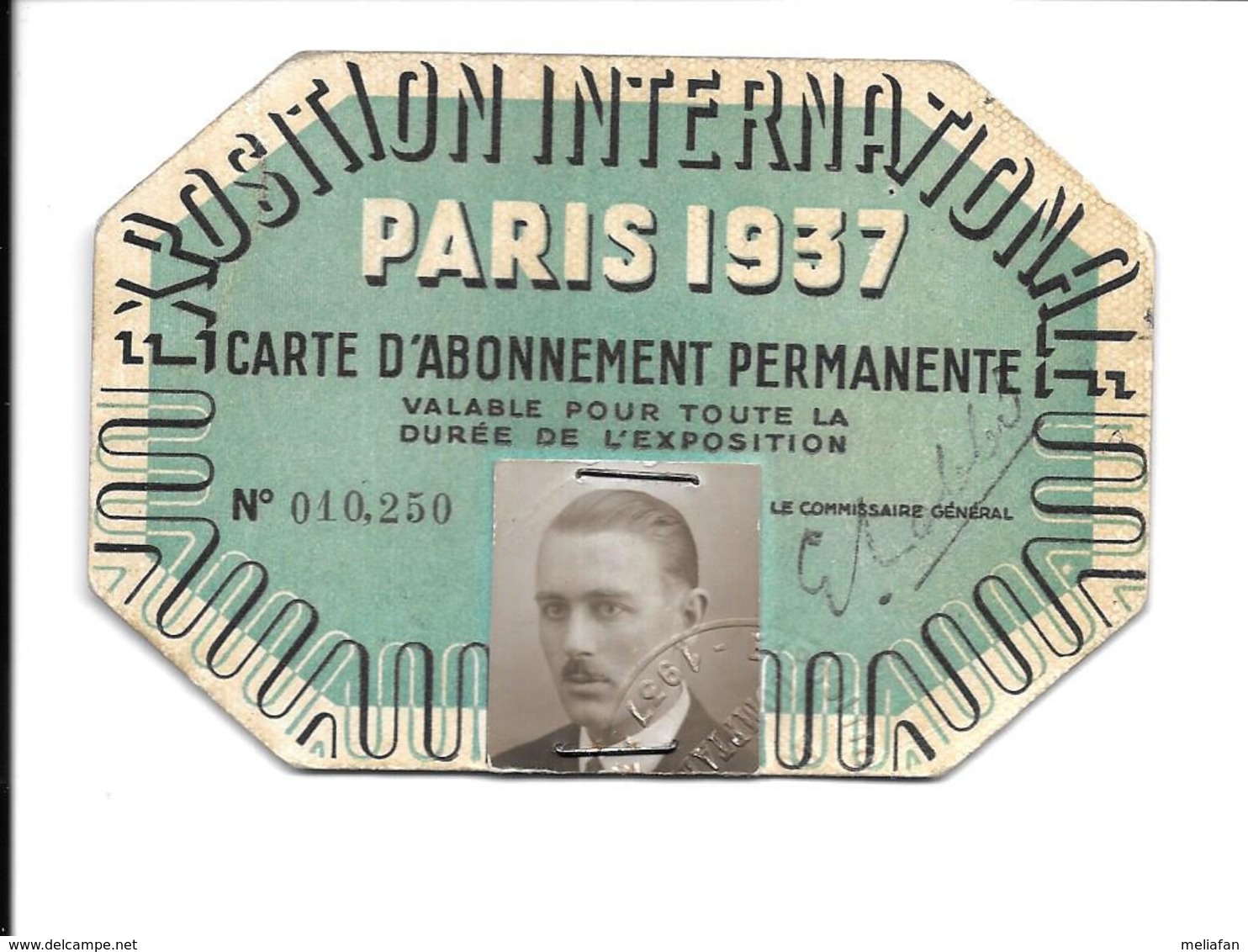 KB587 - CARTE D'ABONNEMENT PERMANENTE - EXPOSITION INTERNATIONALE DE PARIS 1937 - Programs