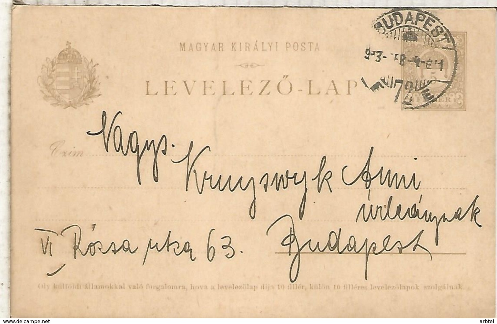 HUNGRIA ENTERO POSTAL 1913  BUDAPEST - Enteros Postales