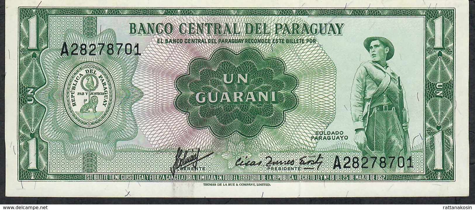 PARAGUAY  P193b   1   GUARANI  1952   UNC. - Paraguay