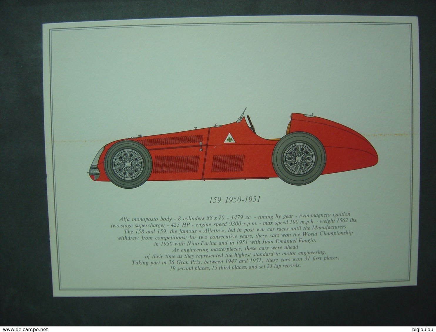 ALFA ROMEO - Collection De 13 Illustrations 31 X 22 Cm - - Car Racing - F1