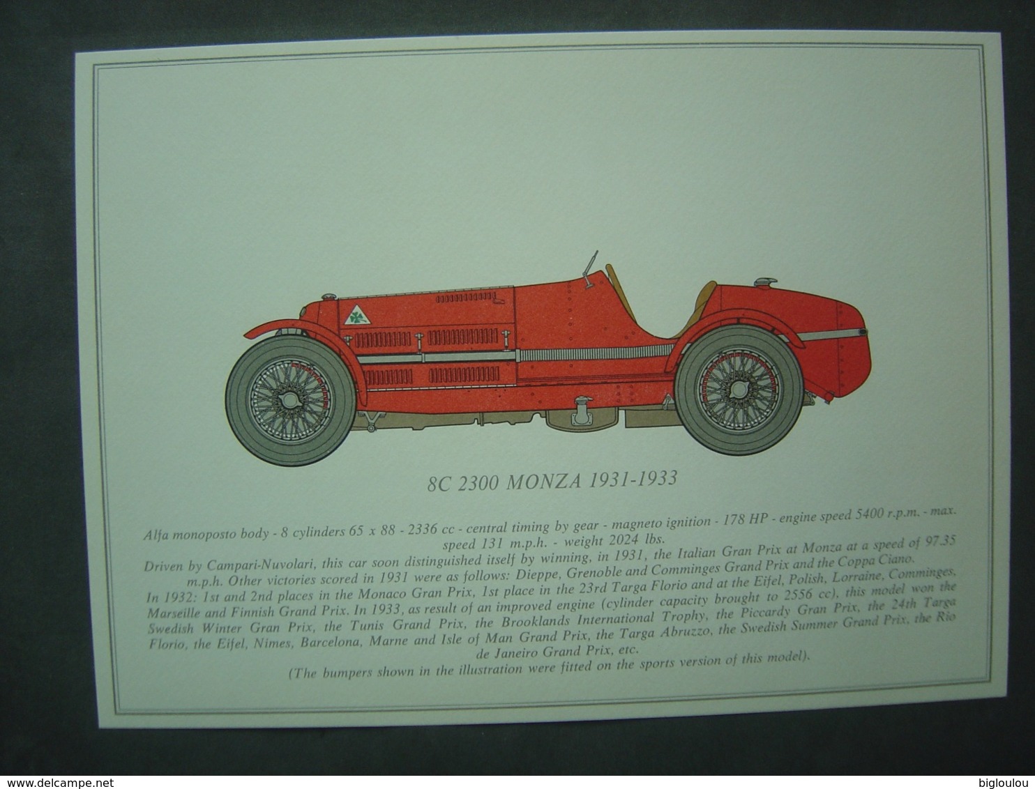ALFA ROMEO - Collection De 13 Illustrations 31 X 22 Cm - - Car Racing - F1
