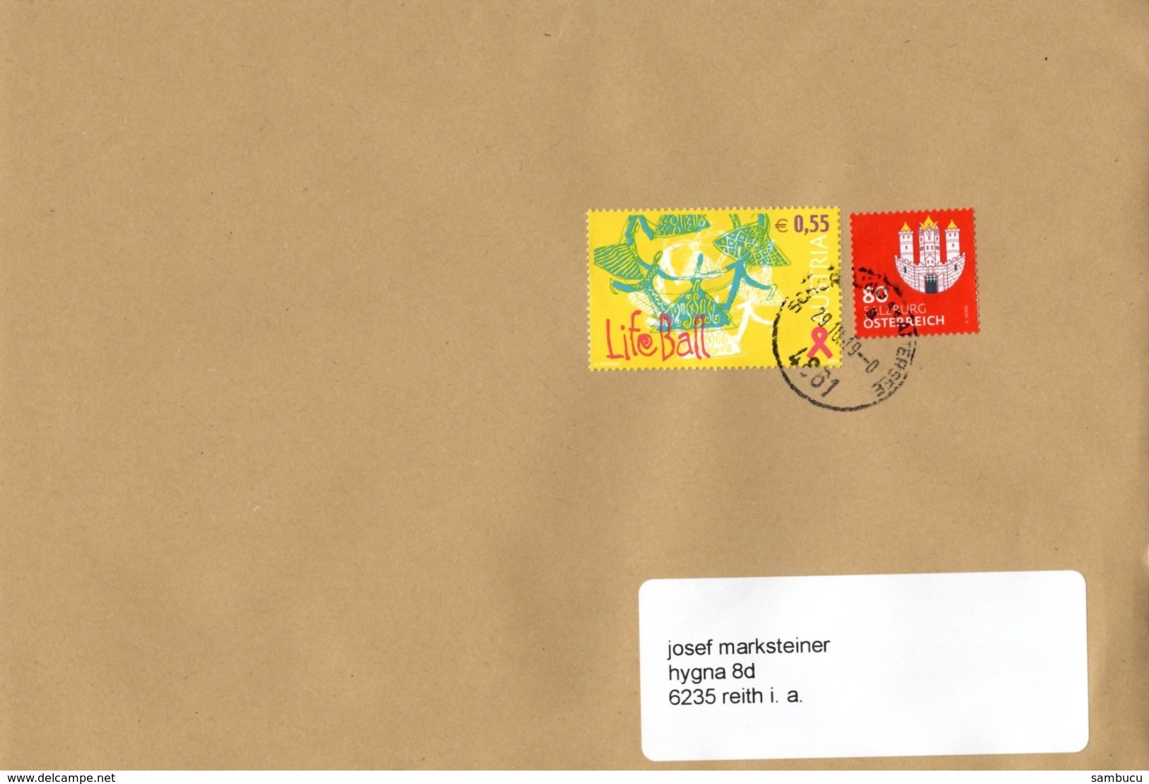 Brief Von 4861 Schörfling Am Attersee Mit 135 Cent Mischfrankatur 2019 Life Ball - Briefe U. Dokumente