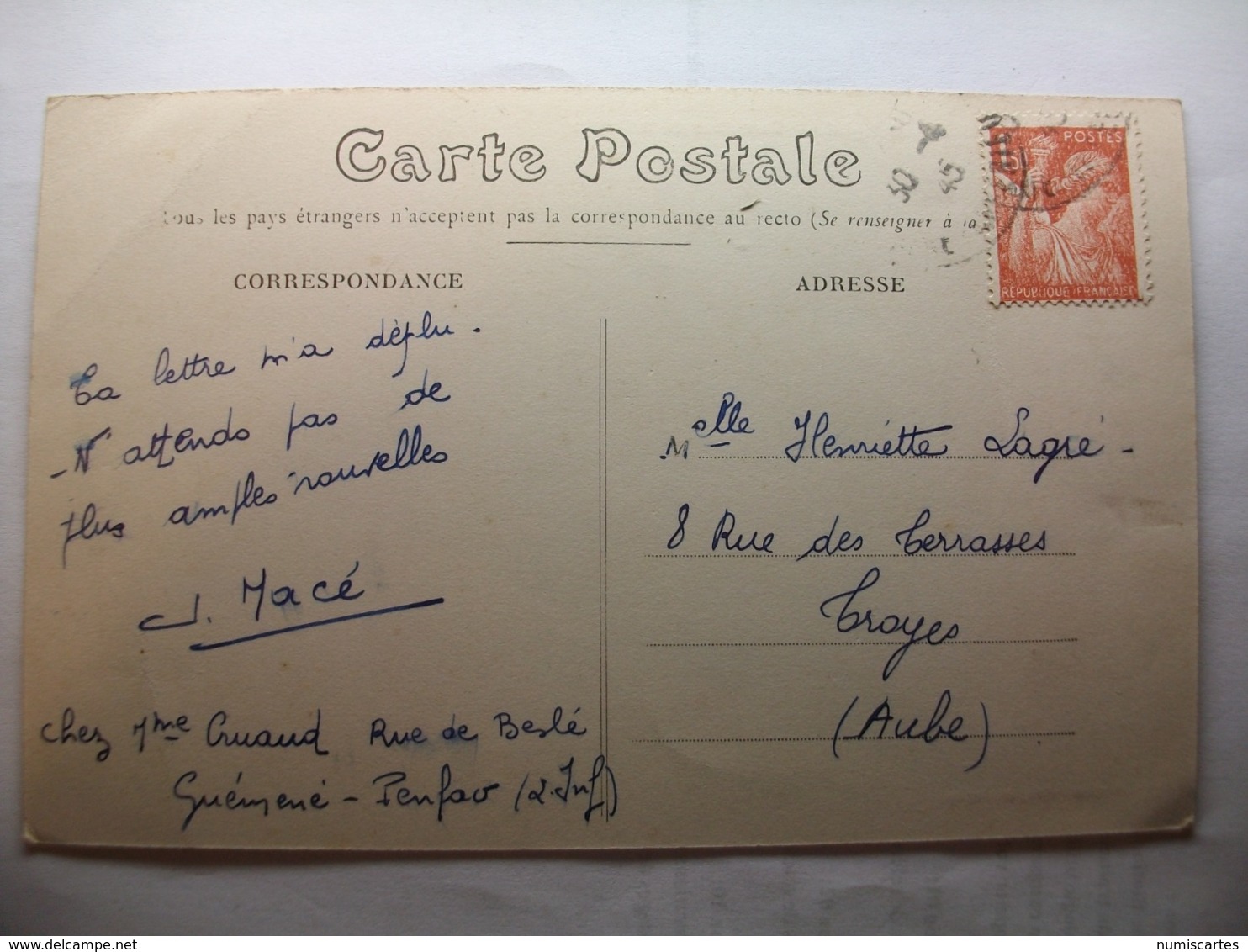 Carte Postale Guéméné-Penfao (44) Carrefour De La Mairie (Petit Format Noir Et Blanc Circulée ) - Guémené-Penfao