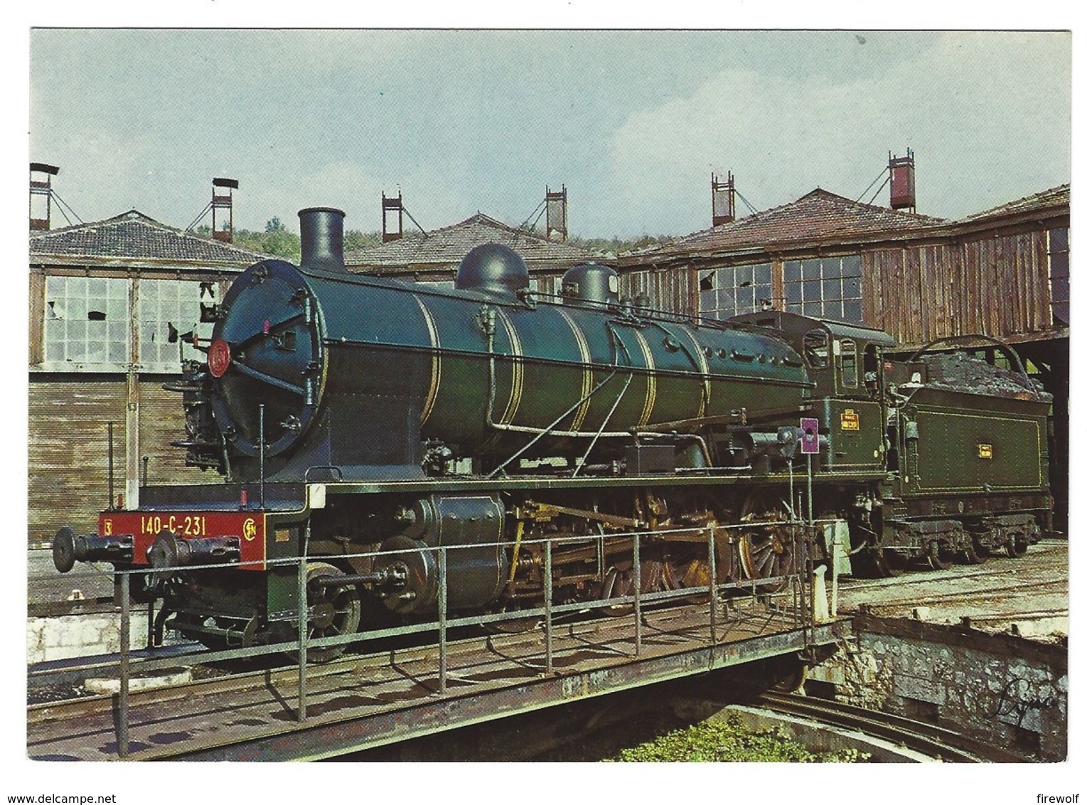 X02 - La 140C 231 De 1914 Au Dépôt De L'Ajecta à Longueville - Steam Locomotive Railways - Trains